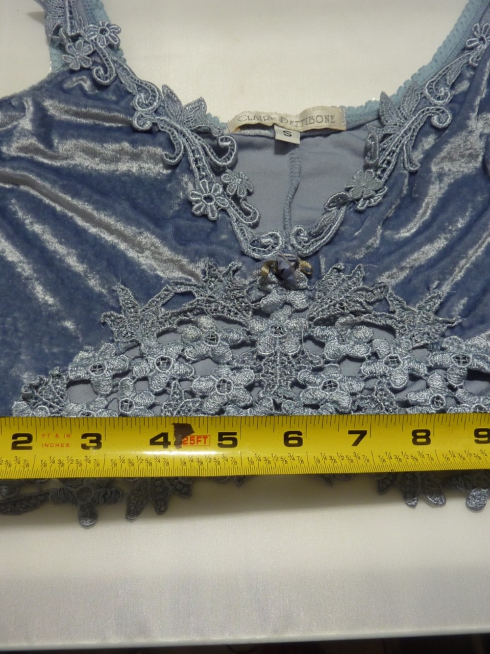 Claire Pettibone Lacy Floral VELOUR Camisole Only BLUE  Size S  Vintage - Picture 3 of 6